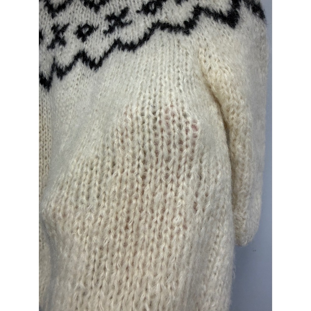 Vintage Stix Baer Fuller Mohair Wool Fair Isle Cardigan Hand Knit Italy Sz 38 - Picture 5 of 5